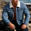 💥 2025 Hot Sale! Men's Autumn and Winter Thickened Denim Jacket with Plush Lamb Wool Cotton Coat Slim Fit Jacket