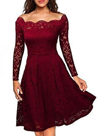 Women's High-quality Elegant Boutique Sexy Lace Off-shoulder Large Swing Dress