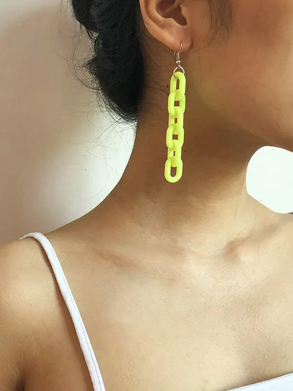 Simple Acrylic Buckle Fashion Street Shot Fluorescent Earrings