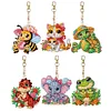 6PCS-Animal famille-double face perceuse-diamant porte-clés