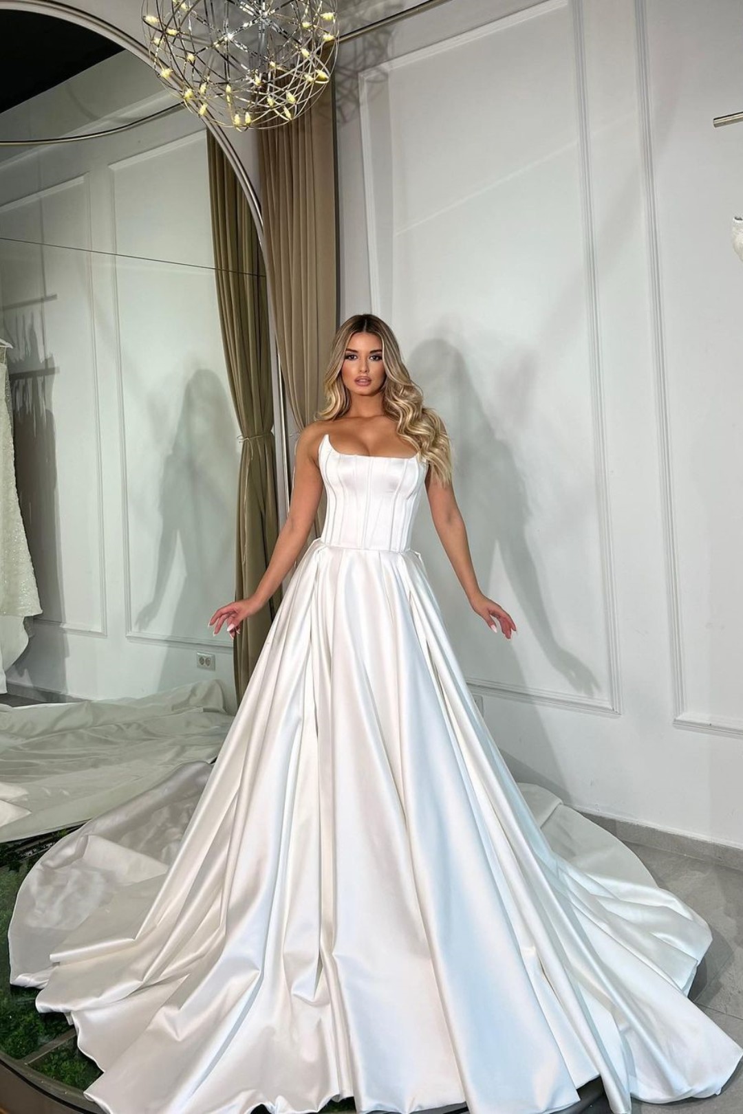 Long Wedding Dress White Charmeuse Prom Dress Sleeveless A Line | Risias