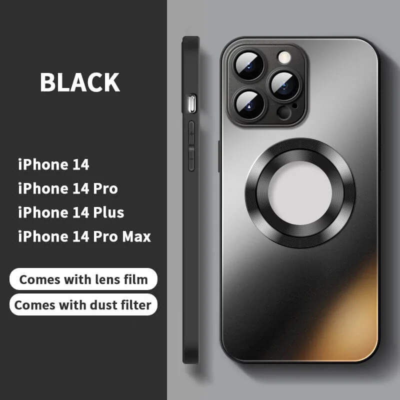 Magnetic AG Glass Frosted Case With Camera Lens Protector For iPhone 14