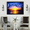 5D DIY Full Drill Diamond Painting Sunset Dolphin Cross Stitch Embroidery