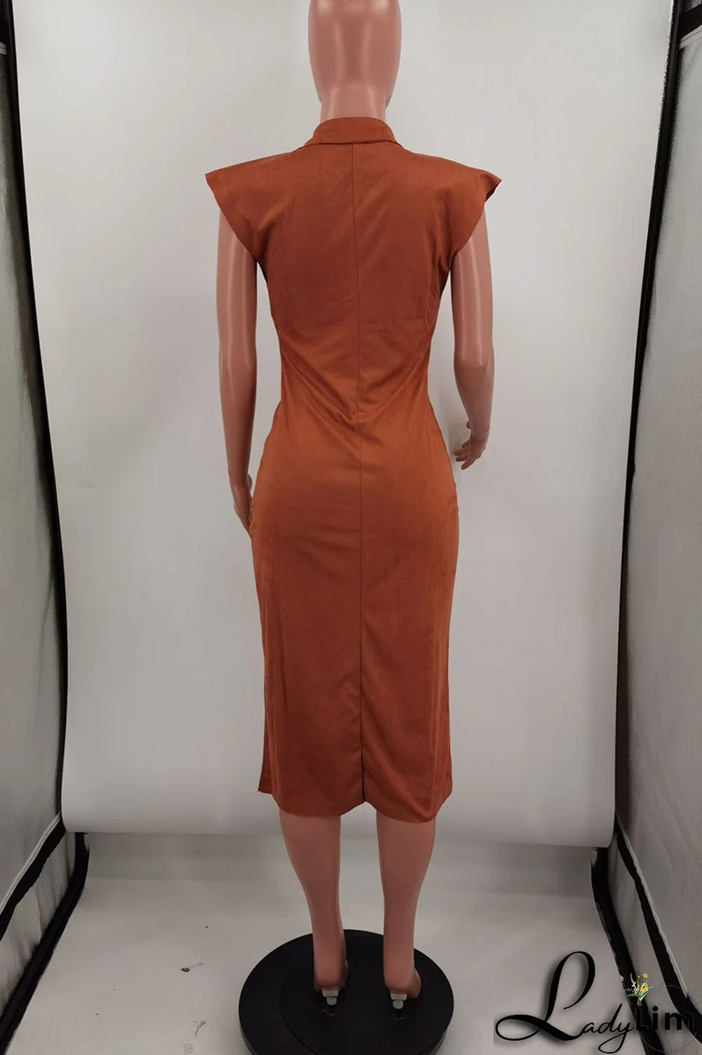 Black Casual Solid Split Joint Turndown Collar One Step Skirt Dresses