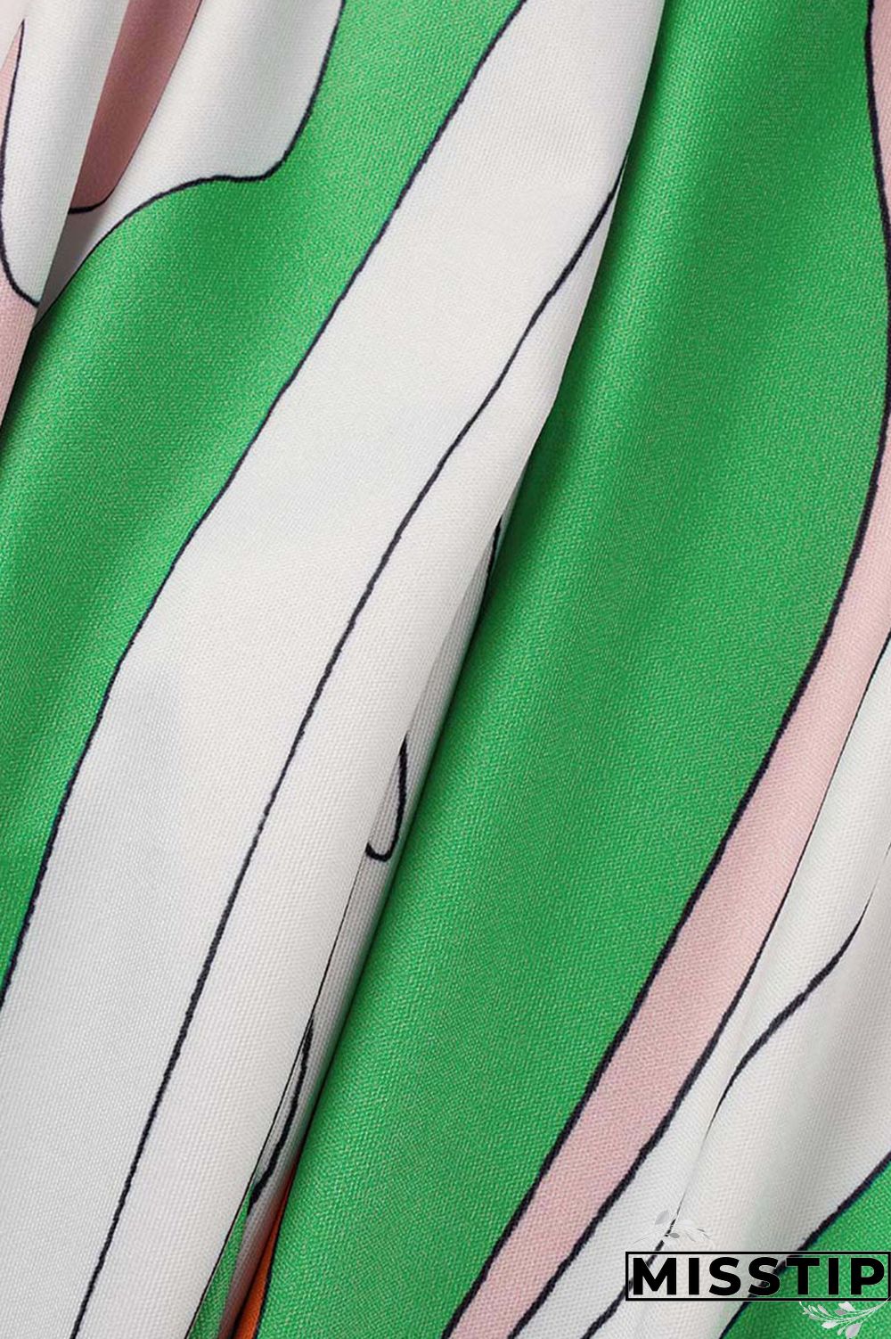 Green Casual Print Bandage Patchwork Turndown Collar Long Sleeve Two Pieces