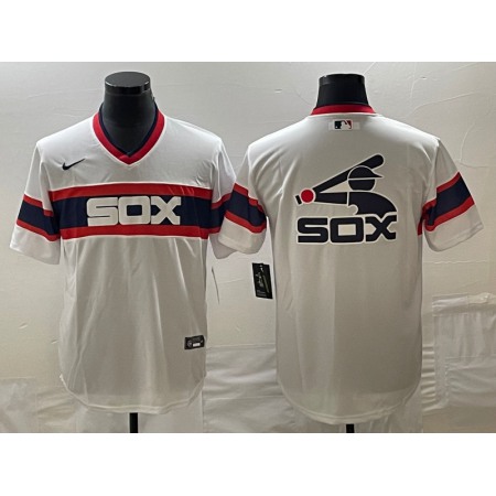 Men's Chicago White Sox White Team Big Logo Cool Base Stitched Jersey YVRB