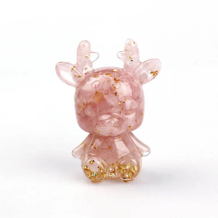 Crystal Litter Elk Gemstone Decoration| Rose Quartz