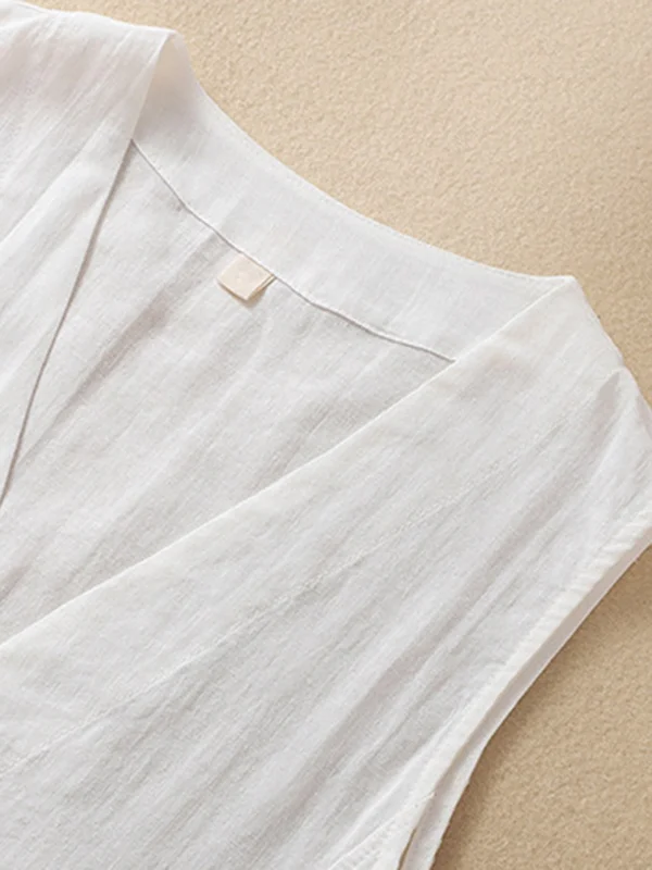 Solid Bell Sleeve V-Neck A-Line Top