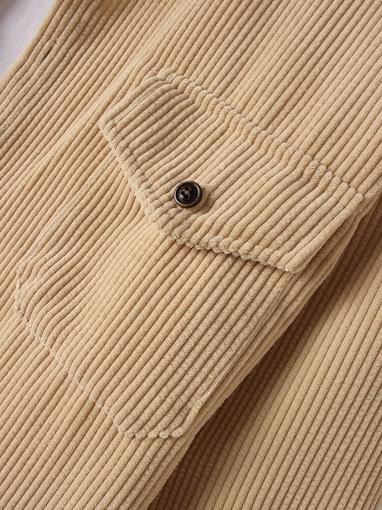 solid corduroy pockets shirt