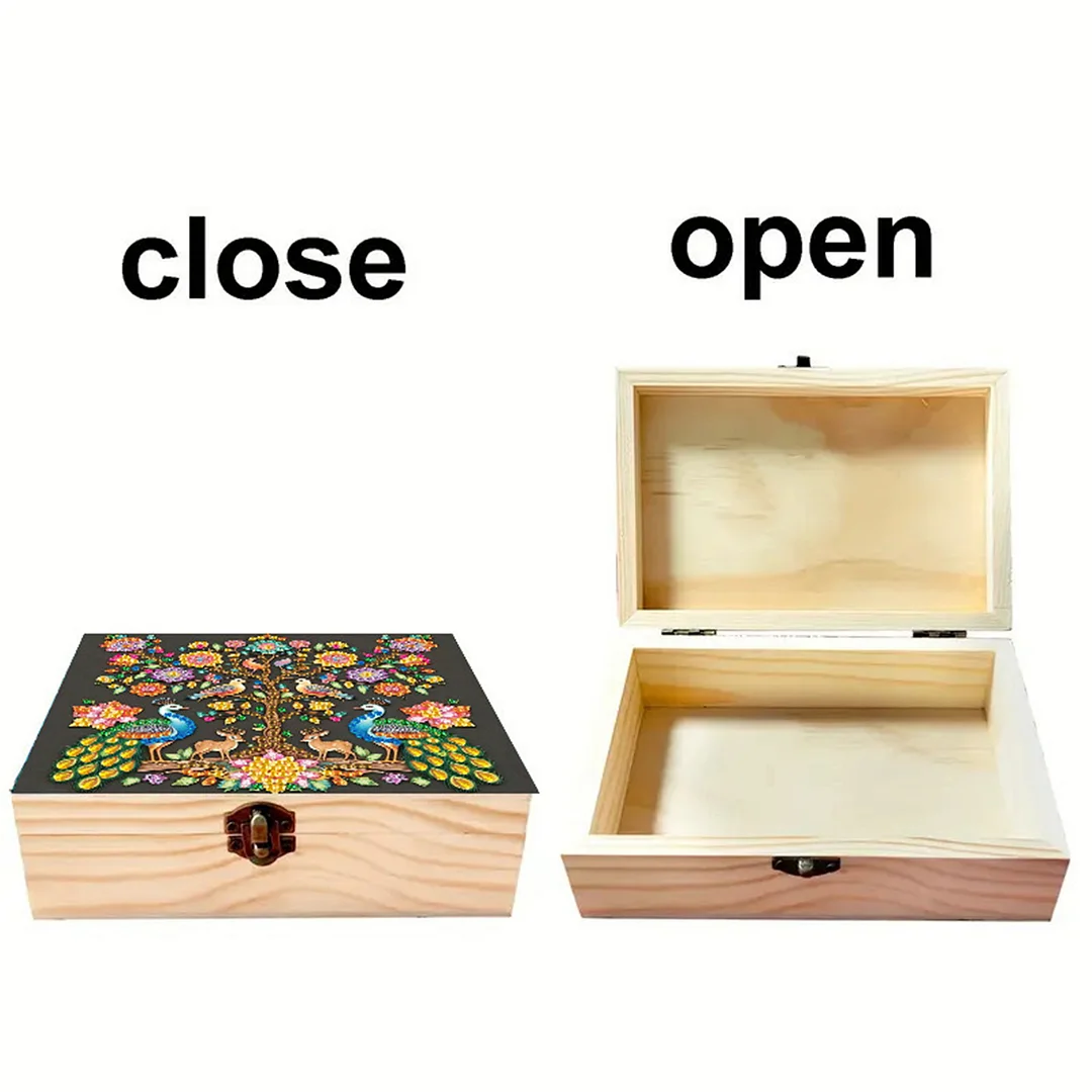 Peacocks and Trees DIY Wooden 5D Diamond Art Diamond Art Storage Box for Adults