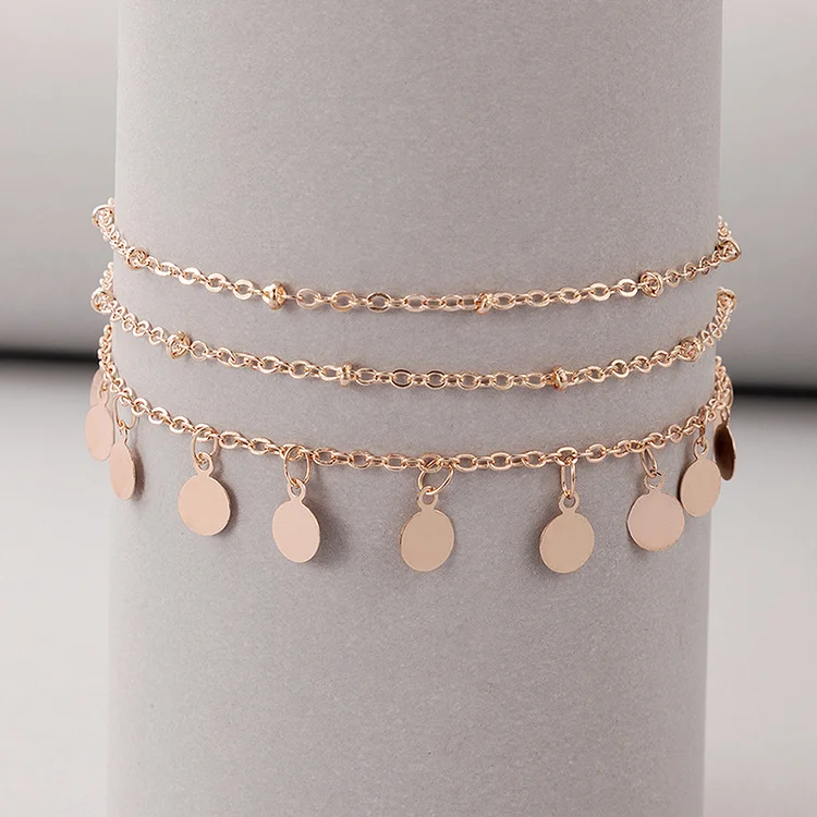 Multi-layer Charm Anklet in Gold Bohemia Beach Anklet for Women