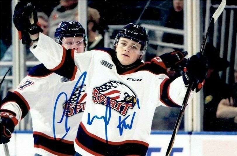 COLE PERFETTI autographed SIGNED SAGINAW SPIRIT 4X6 Goal