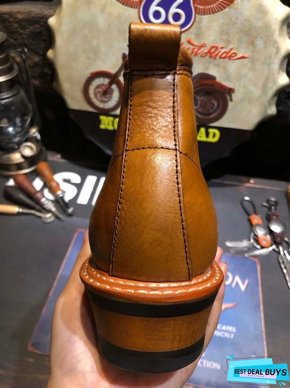 Vintage Genuine Leather Boots Full Grain Ankle Designer Shoes Men High Quality Fall Booties Short Brown Lace Up