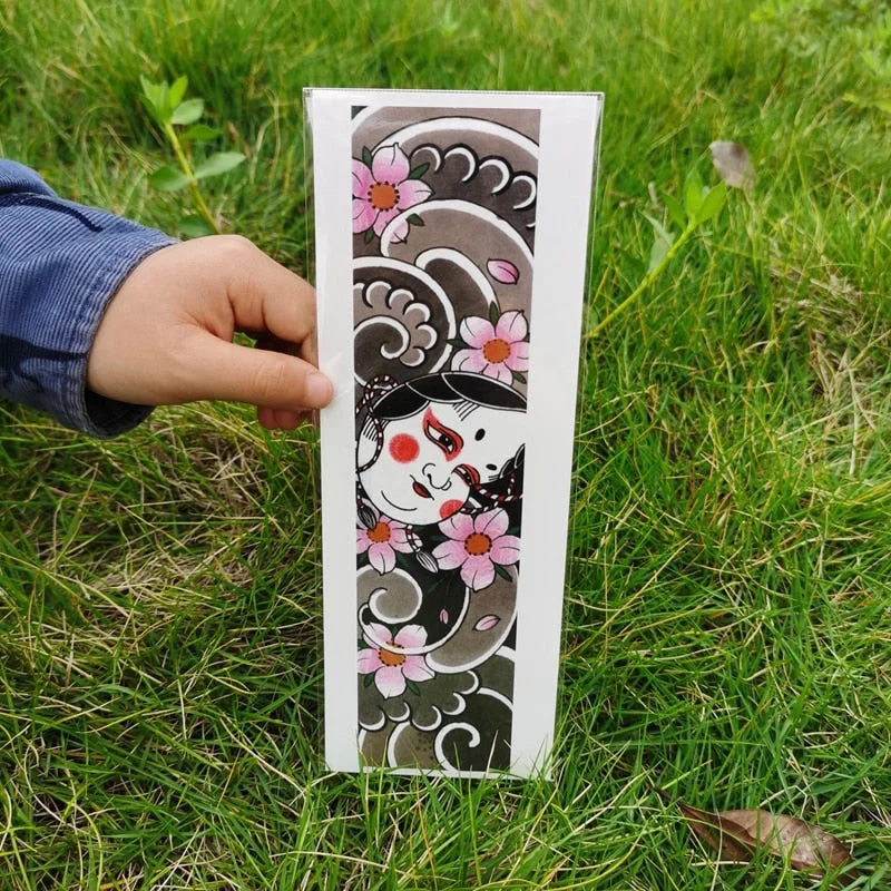 Waterproof Flower Arm Temporary Tattoo Sticker Chinese Wind Arm Ring Wave Art Dec Fake Tattoo Men Women Foot Ring Tattoo Sticker