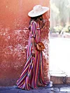 Bohemia Striped Shirt Maxi Dress