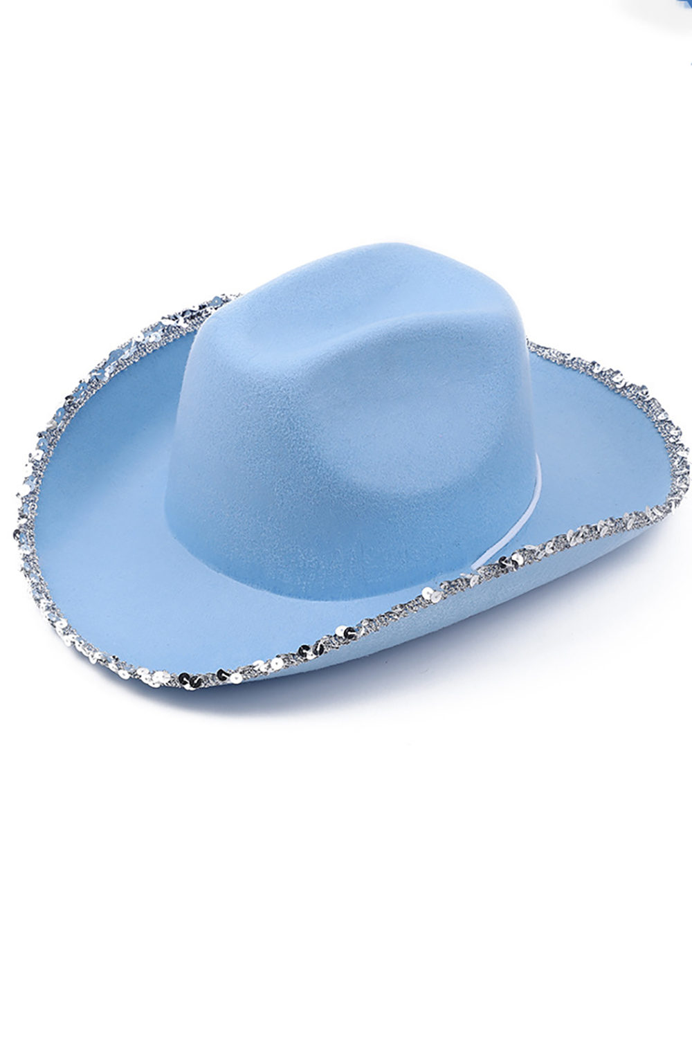 Fashion Western Cowboy Silver Rim Rhinestone Hat