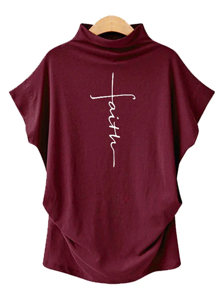 2022 Summer Short Sleeve T Shirt  Women Faith Cross Printed Oversized Women Tshirt Streetwear Casual Tops Tee Shirt Femme