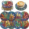 8pcs DIY Diamond Painting Coaster Kit With Holder - Maple Leaf