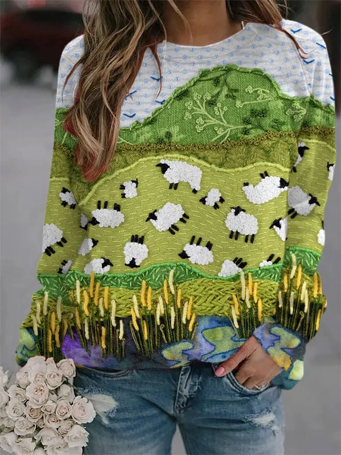 Women's Flock Print Sweatshirt