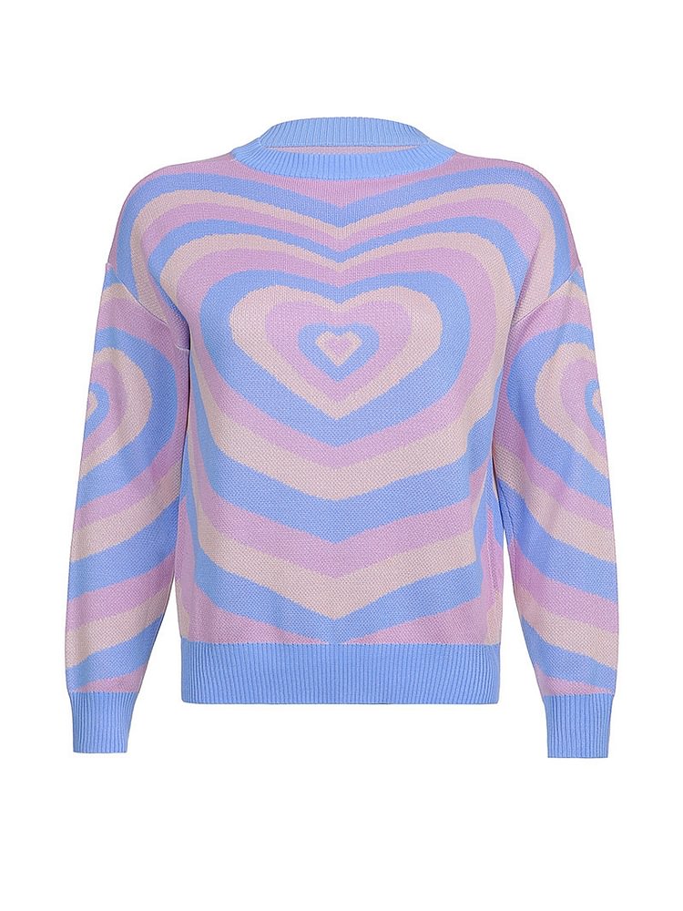 Y2K Rainbow Love Long Sleeve Sweater-luchamp:luchamp