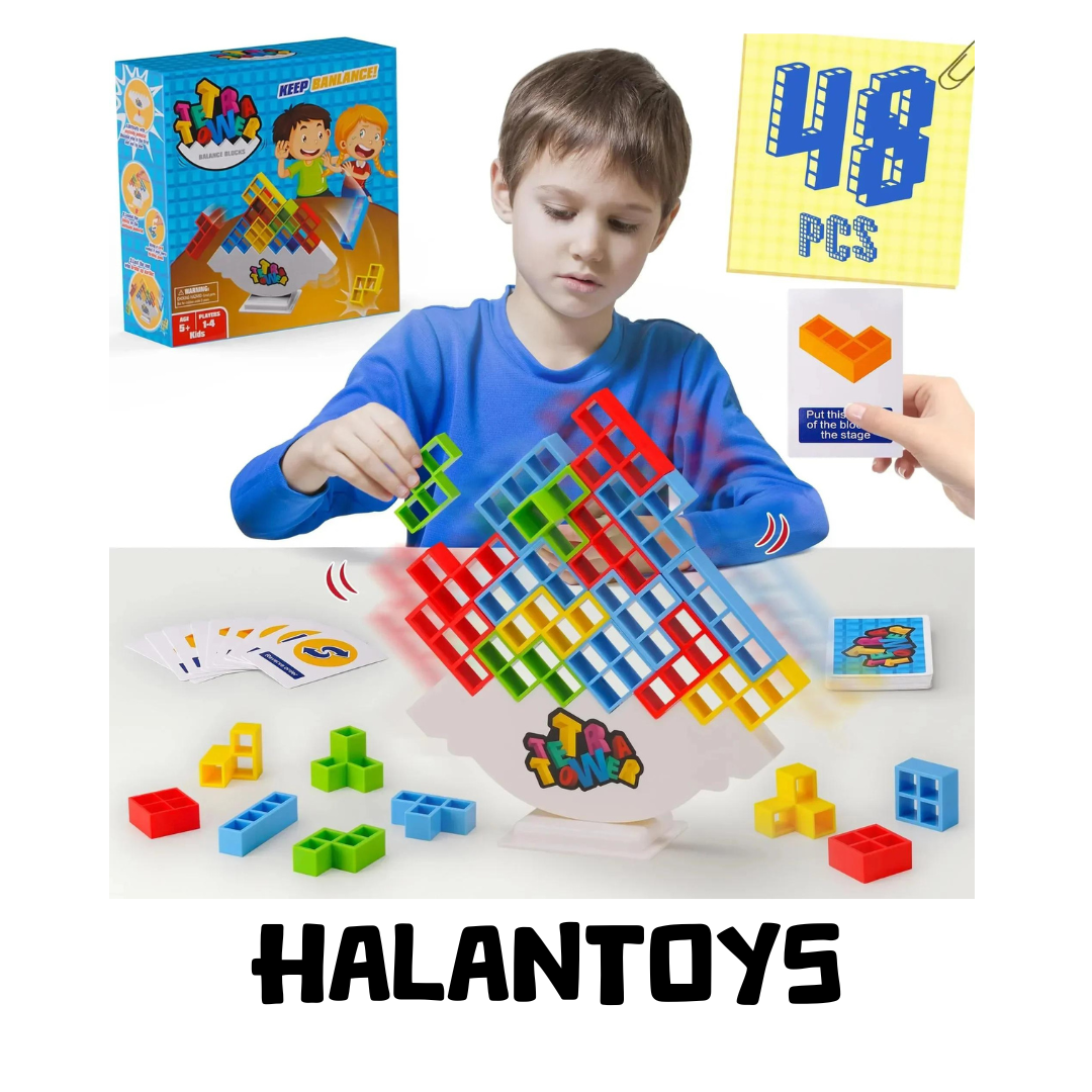 مكعبات بناء مكدسة لعبة توازن برج تيترا باك، مكعبات بناء مكدسة، لوحة ألغاز مجمعة، ألعاب تعليمية للأطفال  halantoys