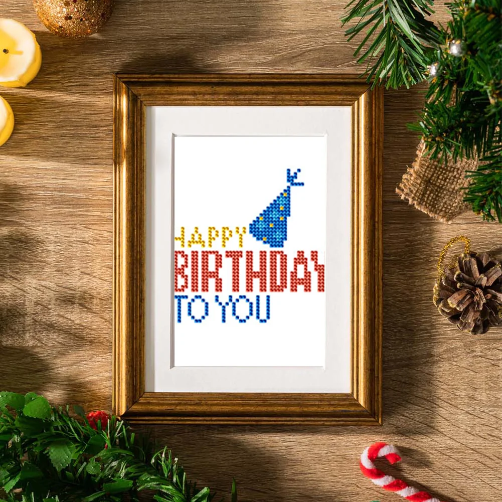 12pcs Birthday DIY Mini Round Diamond Painting Set Table Decor No Frame 15x18cm