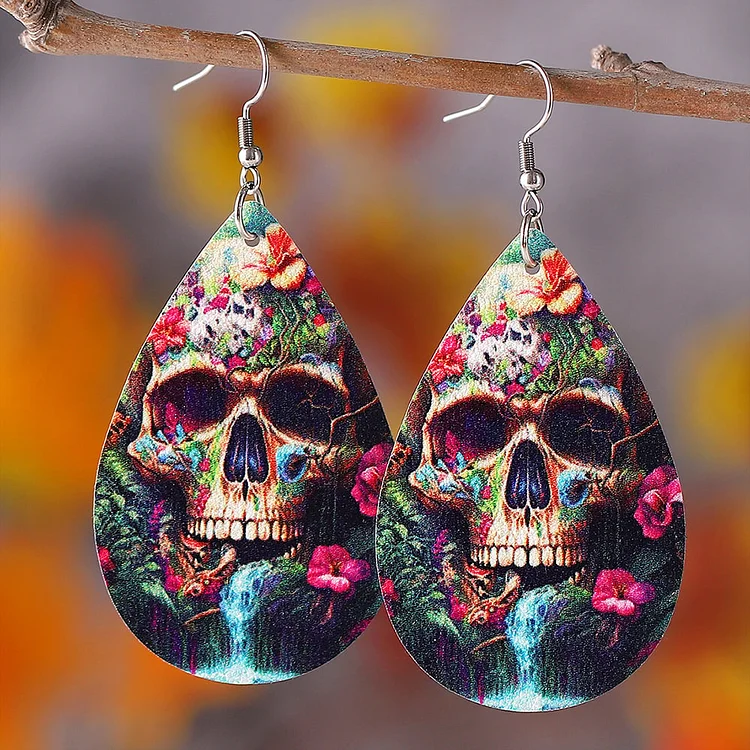 Women's Halloween Spooky Skull PU Earrings