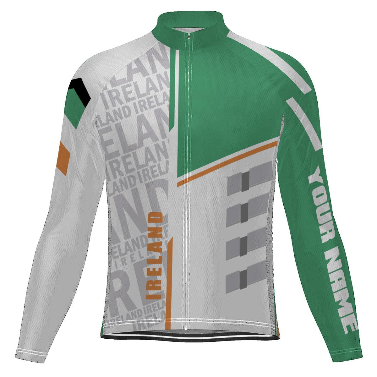 Customized Ireland Winter Thermal Fleece Long Sleeve Cycling Jersey for Men | captainssportss.com