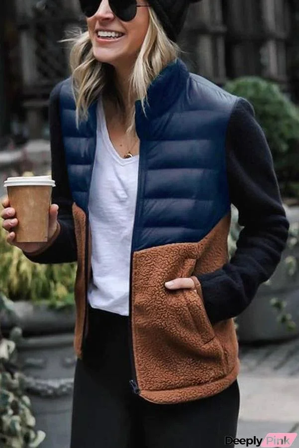 In Fashion Patchwork Contrast Down Jacket