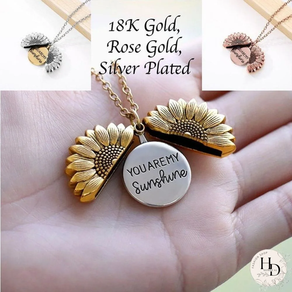 18K Sunflower Necklace / You Are My Sunshine Necklace / Sunshine Necklace / Flower Necklace / Sunflower Pendant / Sunshine Pendant / Valentines Day Gift