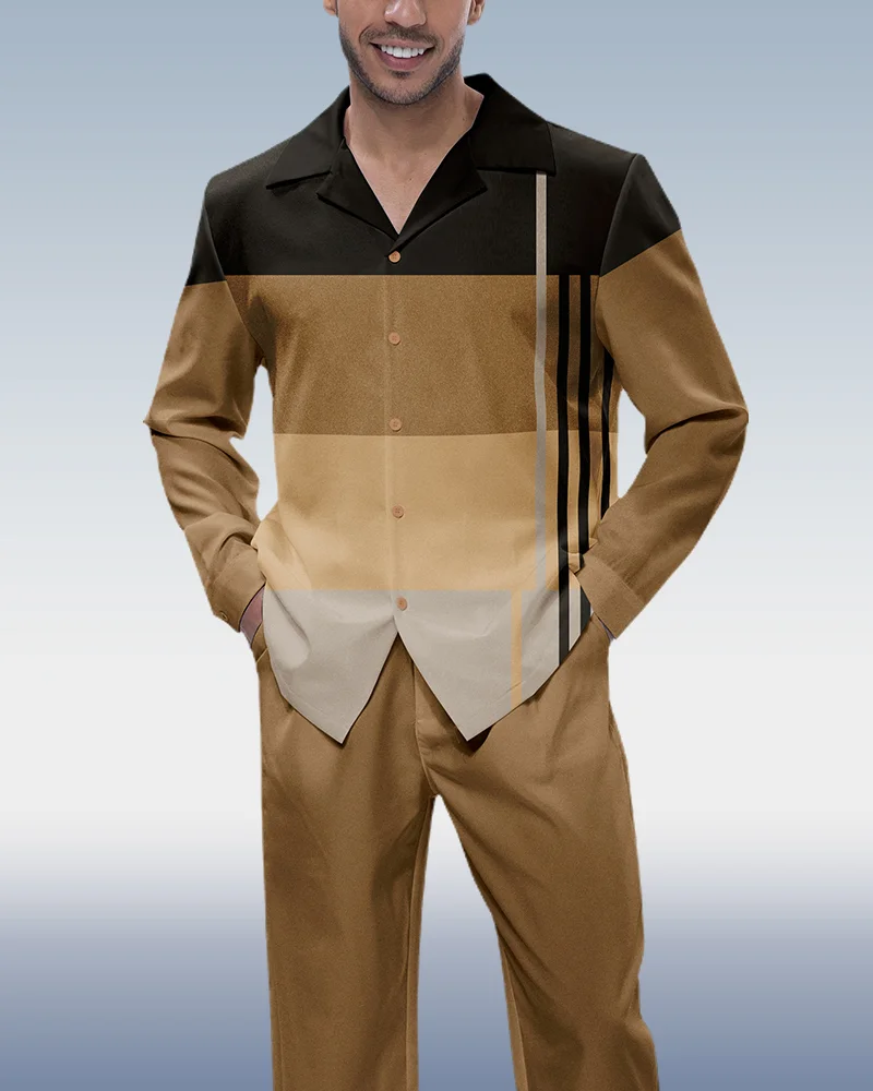 Colorblock casual long-sleeve walking suit