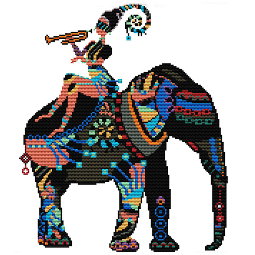 

Elephant - 14CT Stamped Cross Stitch - 41*41CM, 501 Original