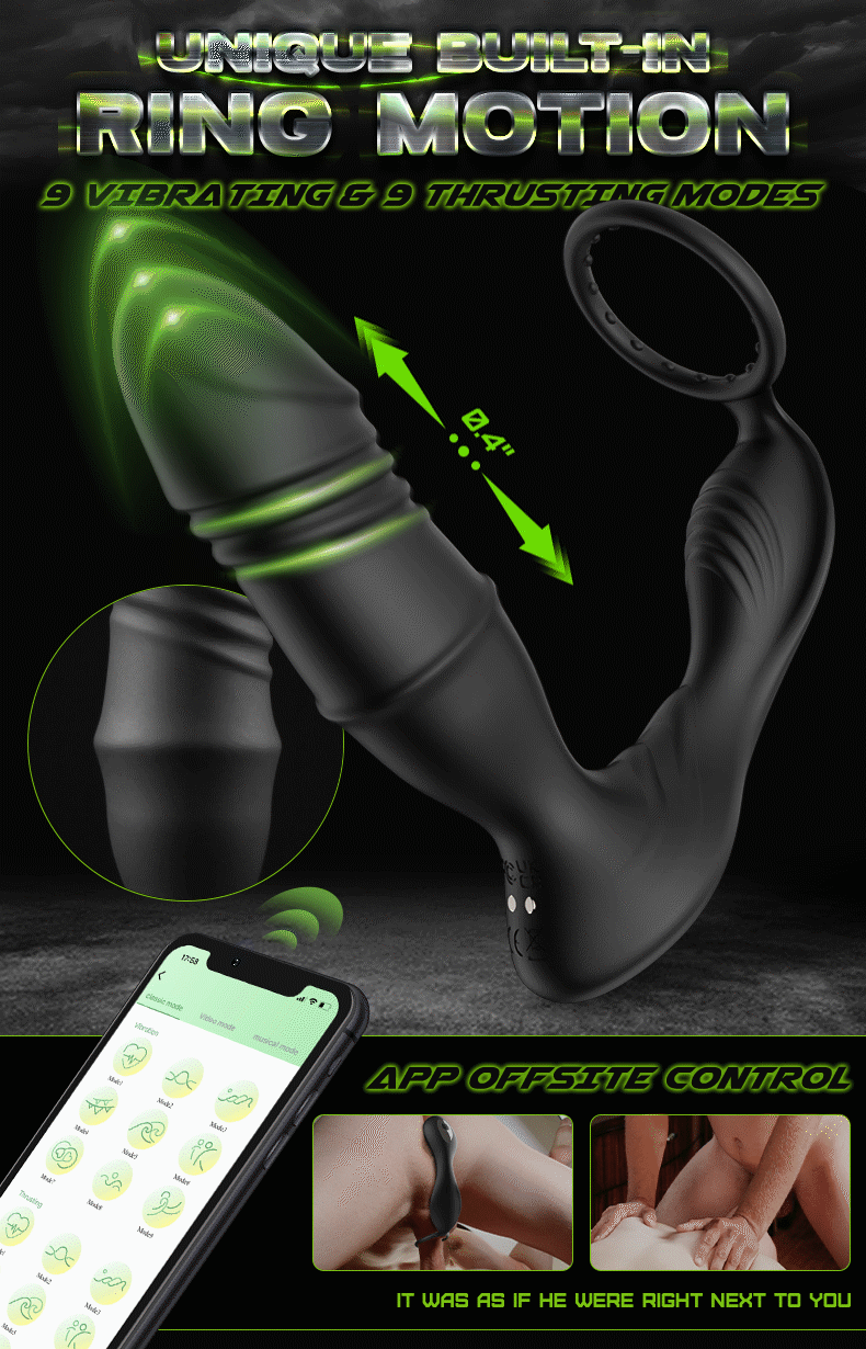 Quusvik Prostate Massager with Mason APP Controller, 9-Telescopic Vibration Modes, and Cock Rings