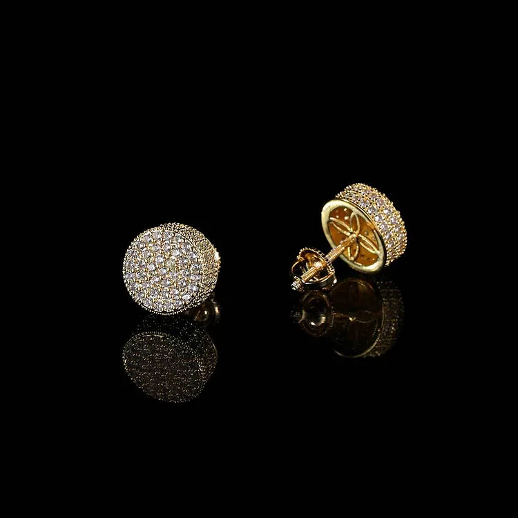 10MM Big Circle Cubic Zirconia Silver Gold Stud Earrings-VESSFUL