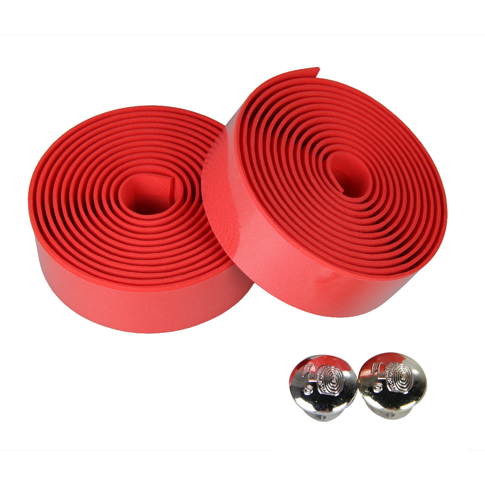 

2PCS Cycling Road Bike Sports Cork Handlebar Tape+ 2 Bar Plug, Red, 501 Original