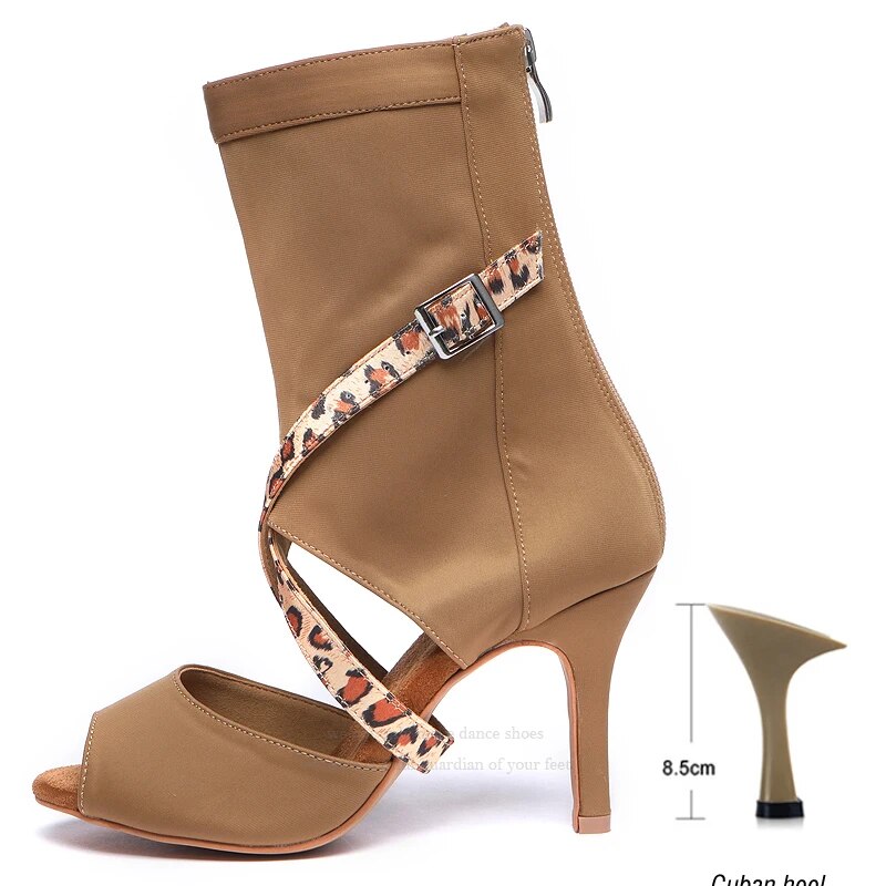 VCshoes Dance Boots Women Latin Dance Shoes Salsa Wedding Tango Shoes Square Samba Dance Shoes Bronze High Heels And