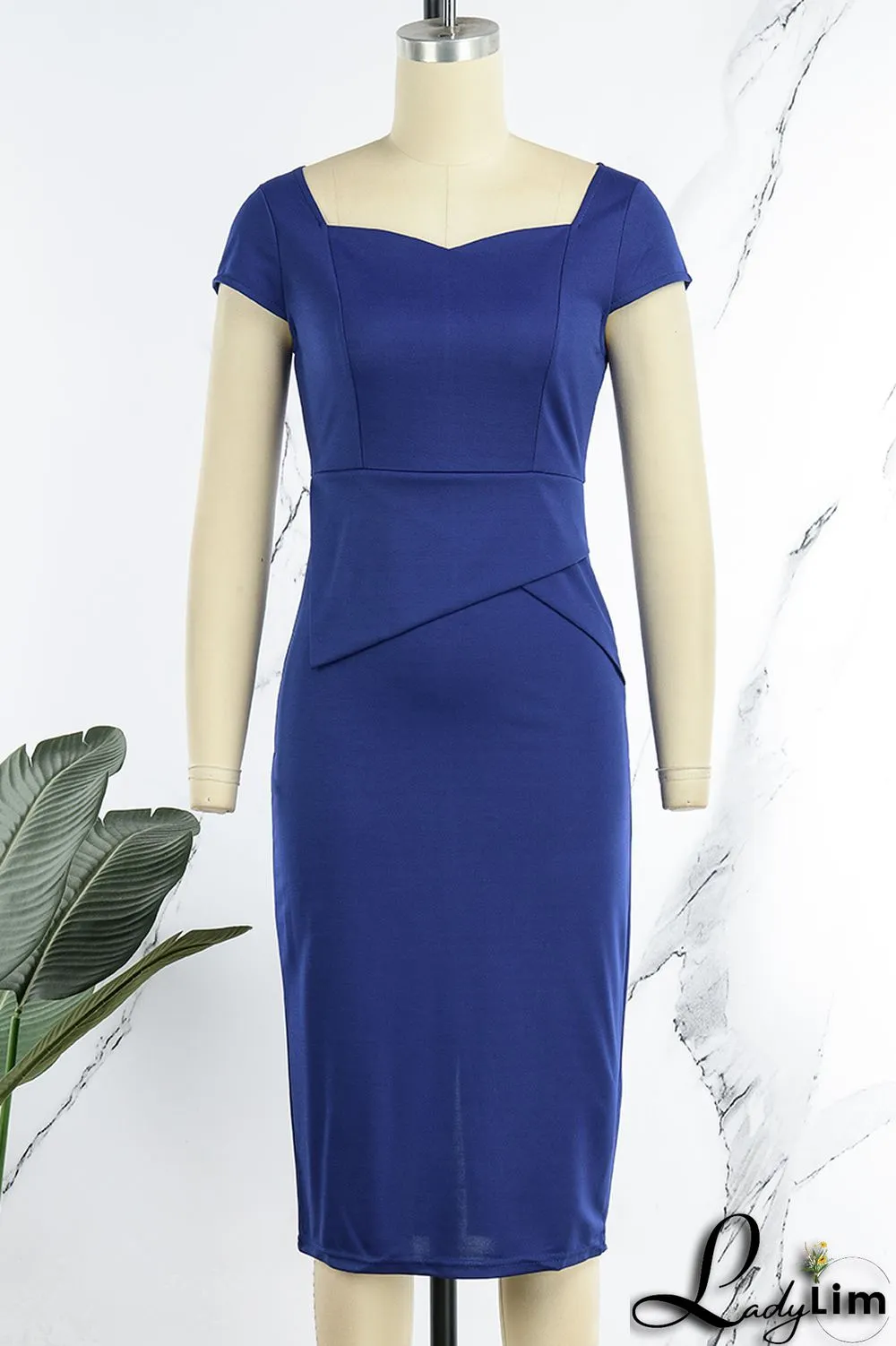 Red Elegant Solid Patchwork Square Collar One Step Skirt Dresses