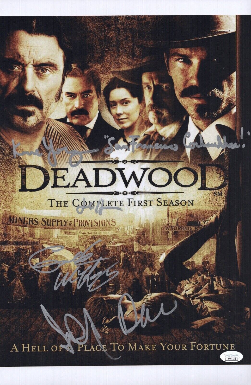 Ian McShane DEADWOOD Cast X5 Signed 11x17 Photo Poster painting IN PERSON Autograph JSA COA