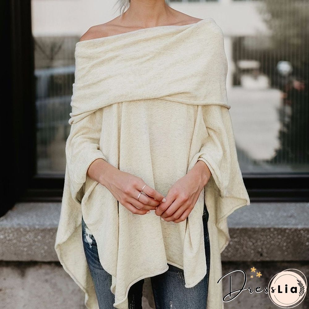 Sexy Women Gauffer Boat Neck Off Shoulder Loose Blouse Bat Sleeve Casual Shirts