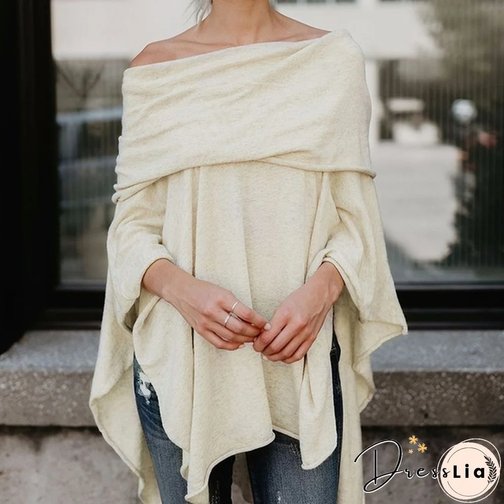 Sexy Women Gauffer Boat Neck Off Shoulder Loose Blouse Bat Sleeve Casual Shirts