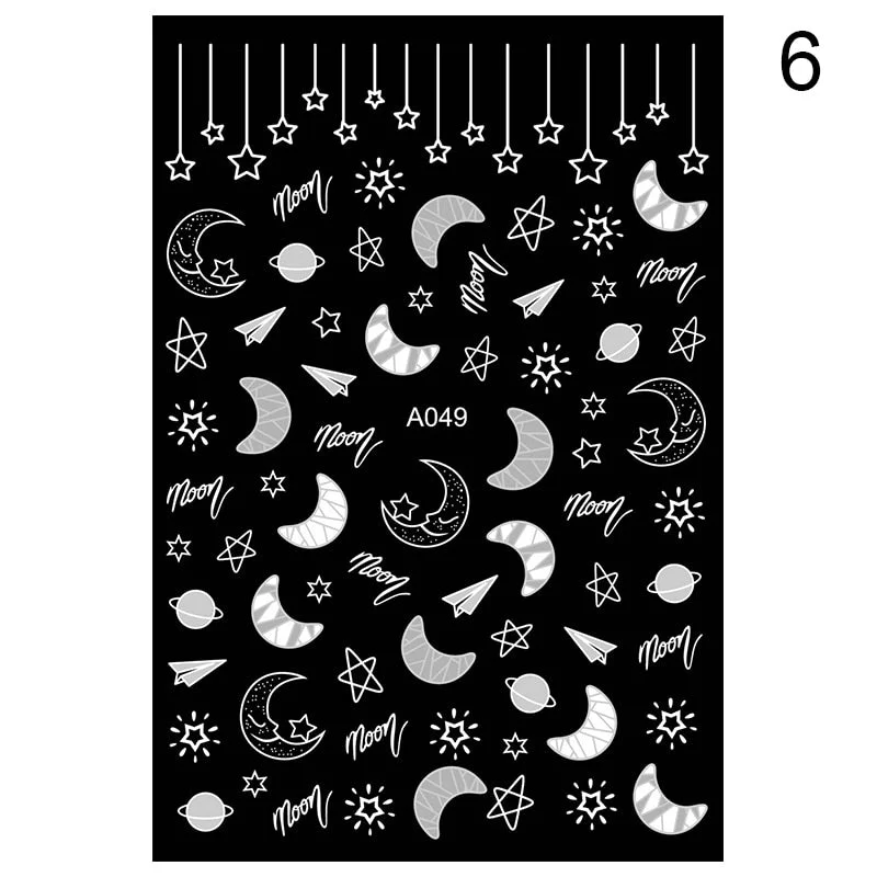 Hearts Love 3D Nail Sticker Laser Gold Rose Flower Snowflake Cartoon Line People Slider Design Polish Nail Decals Nail Art Decor-Nail Inspo