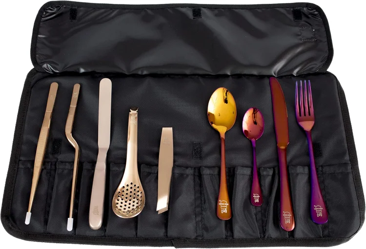 KIT DE EMPLATADO PARA CHEF PROFESIONAL DE 9 PIEZAS/ACERO INOXIDABLE/REPOSTERIA/COCINA/BARRA/COCINA MOLECULAR/MIXOLOGÍA/CHEF MODE (NEGRO)