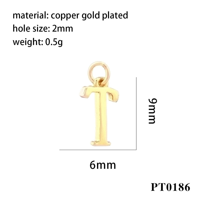 Minimalist Letter Copper Plating 18k Gold Plated Charms