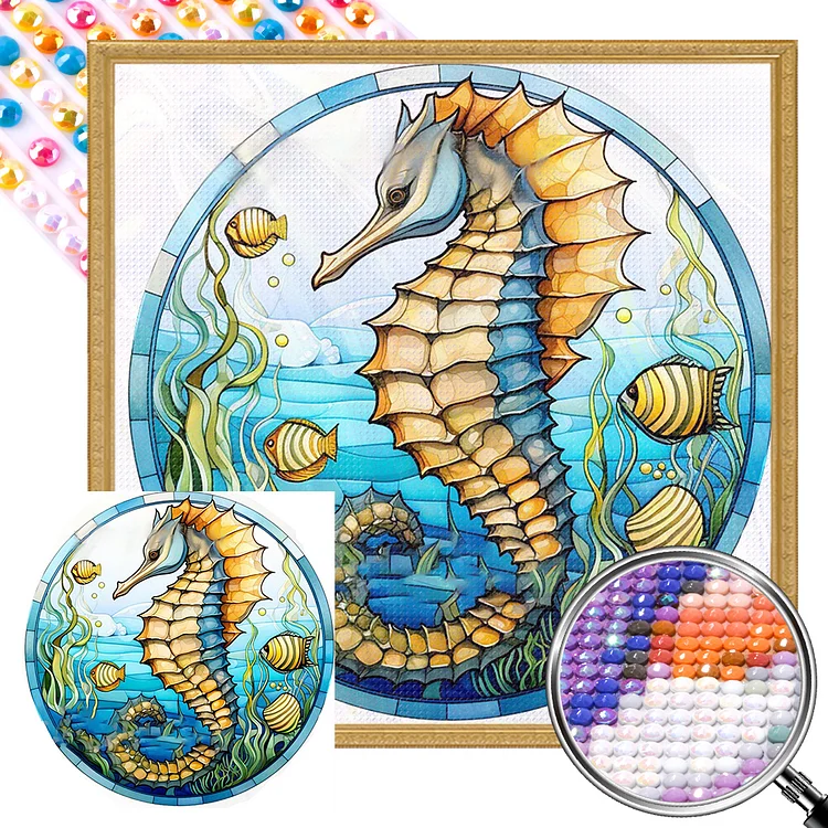 Seahorse 40*40CM(Canvas)(Picture)  Full AB Round Drill Diamond Painting gbfke