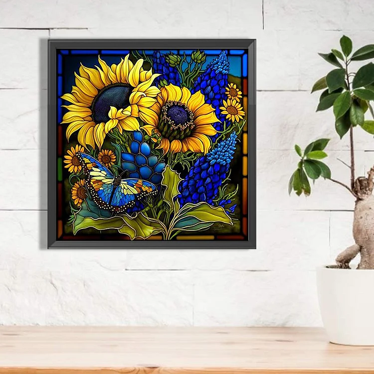 Diamond Painting - Full Round - Sunflower Stained Glass(40*40cm)-1025644.01