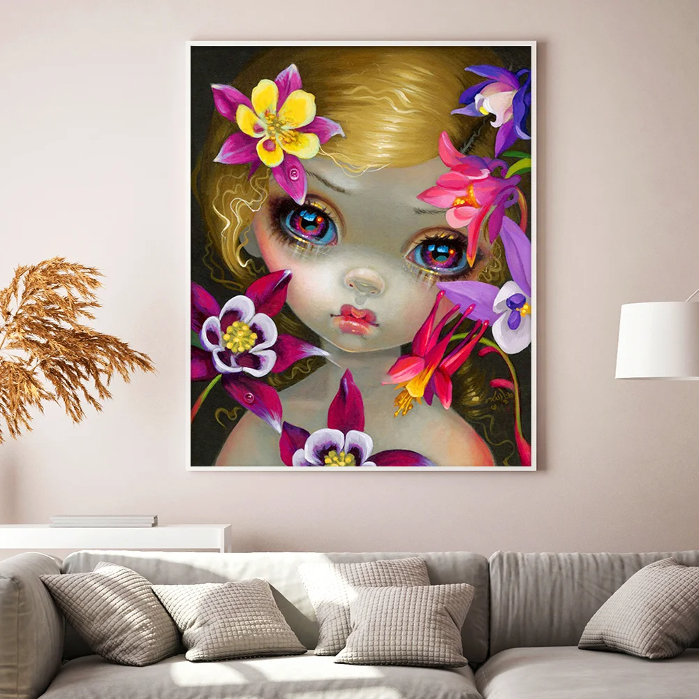 DIY Stamped Cross Stitch 11CT Full Embroidery 40*50cm - Big Eyes Girl