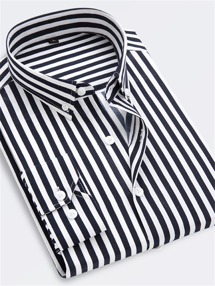Men's Shirt Dress Shirt Striped Collar Black Blue Red Navy Blue Light Blue Work Daily Long Sleeve Clothing Apparel Formal Casual Slim Fit / Machine wash