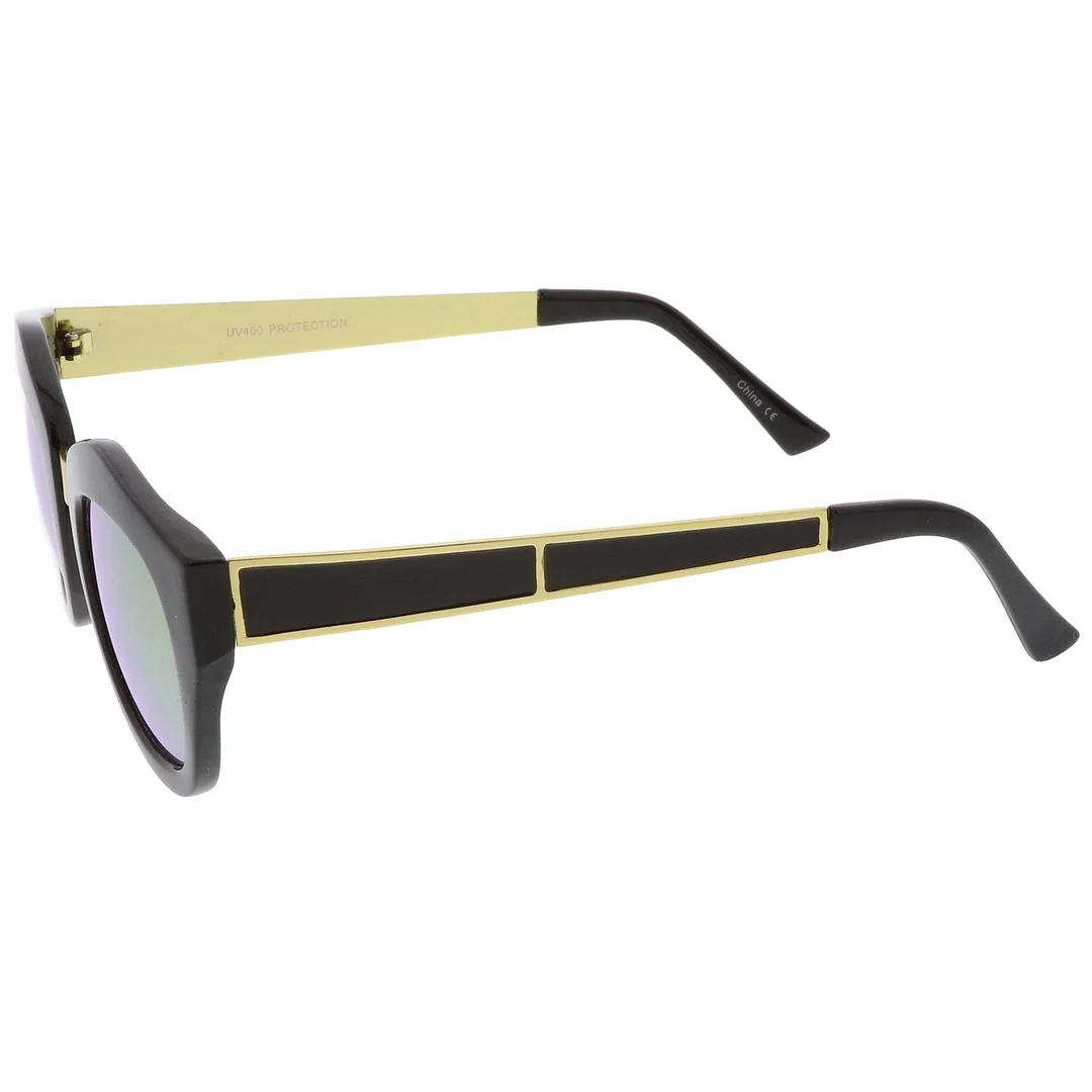 Women's Metal Bridge Colored Mirror Lens Square Cat Eye glasses 46mm