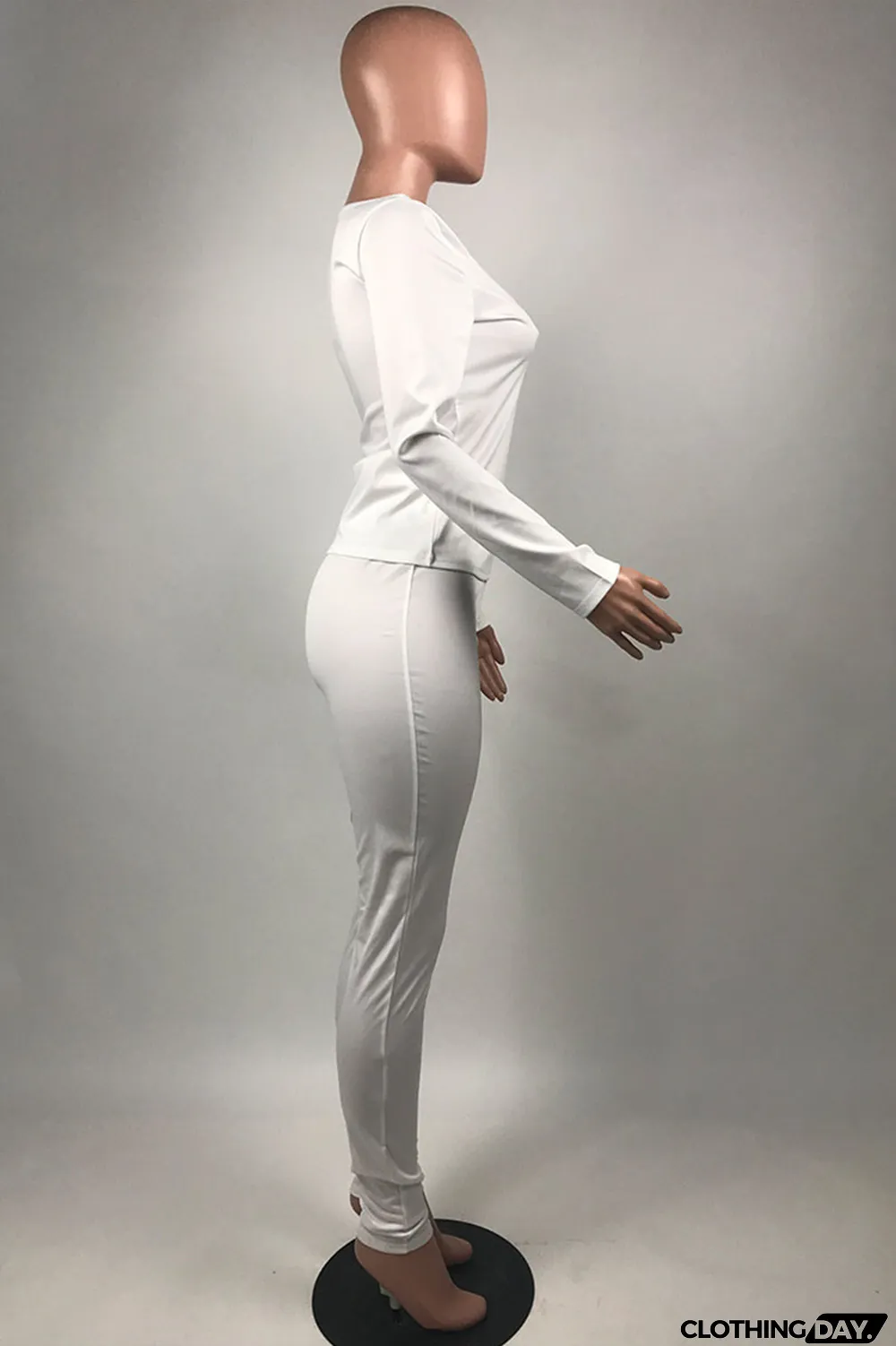 Red Casual Solid Letter O Neck Long Sleeve Two Pieces