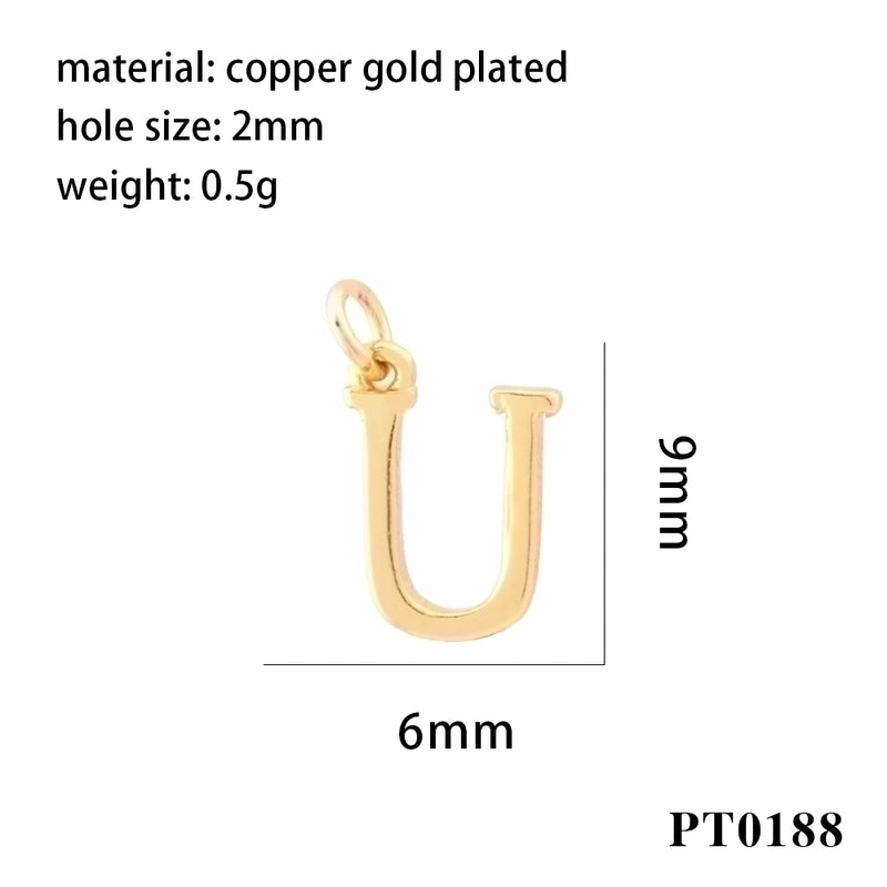 Minimalist Letter Copper Plating 18k Gold Plated Charms
